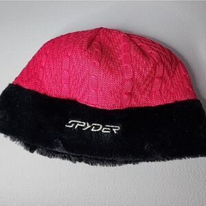 Spyder pink with black winter hat One Size